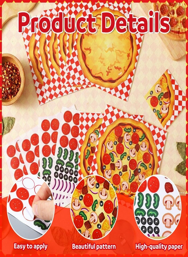 Tosstuki 24 Set Make a Pizza Sticker Scene DIY Make Your Own Stickers Pizza Parties Cute Party Crafts Back to School Sticker Craft Bulk for Arts Party Birthday Games Family Night - Image 3