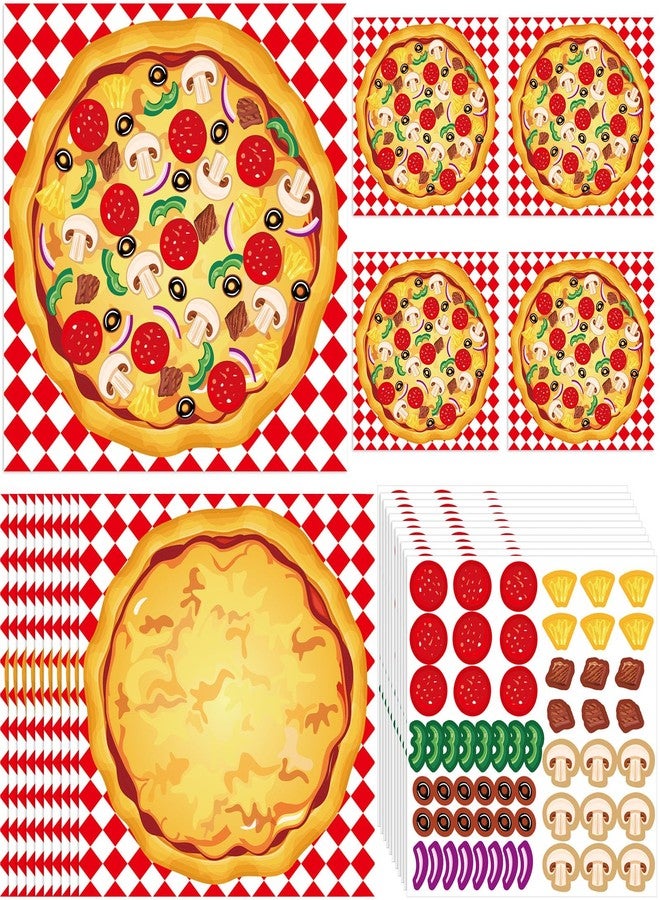 Tosstuki 24 Set Make a Pizza Sticker Scene DIY Make Your Own Stickers Pizza Parties Cute Party Crafts Back to School Sticker Craft Bulk for Arts Party Birthday Games Family Night - Image 1
