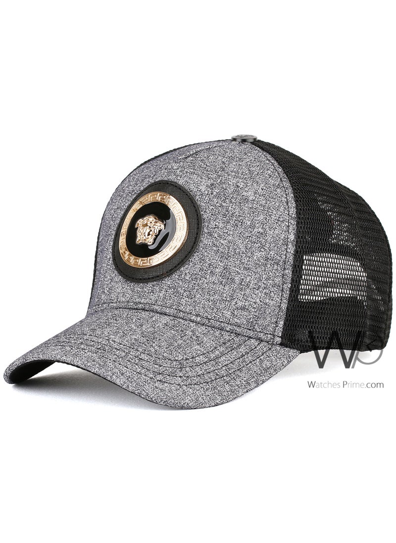 Versace Jeans Versace Trucker Mesh Cap Gray Color Cotton Hat For Men  - Image 1