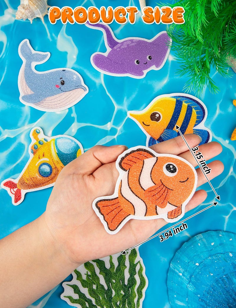 LSLYHTC 26Pcs Non Slip Bathtub Stickers, Cute Ocean Creature Stickers with Scraper, Anti Slip Bath Tub Shower Decal with Adhesive Back for Bathroom, Shower Stairs - Image 2