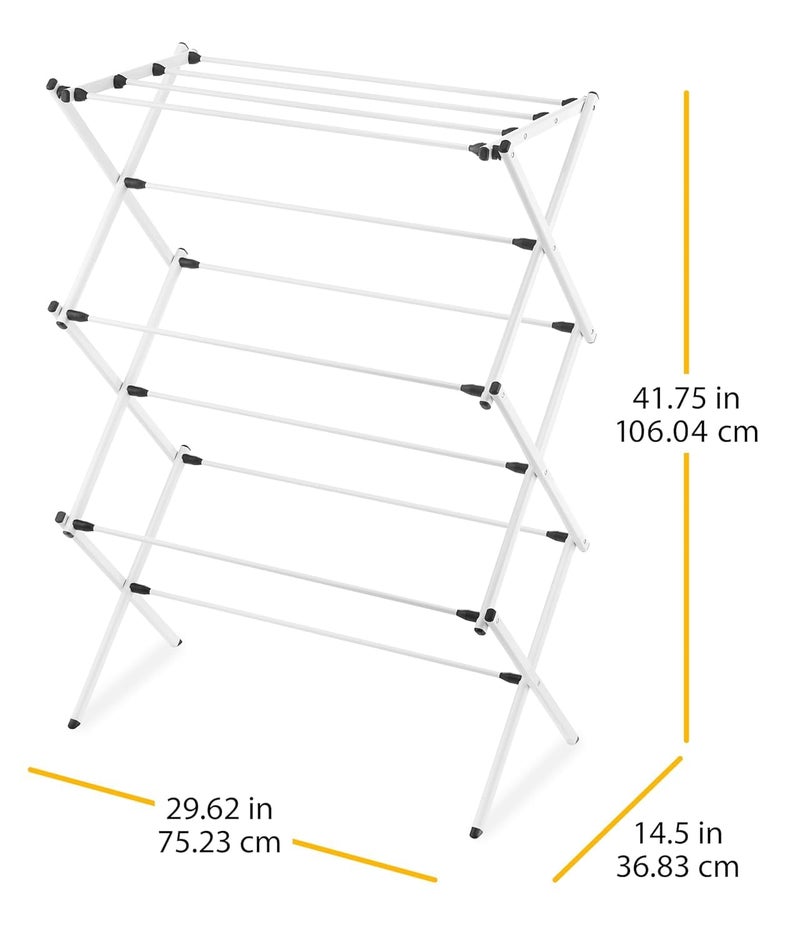 Whitmor Foldable Clothes Drying Rack: 3 Tier Laundry Drying Rack, Collapsible Drying Rack Clothing, Portable Space Saving Clothing Rack for Indoor Outdoor, 14.50" L x 29.625" W x 41.75" H, White - Image 3
