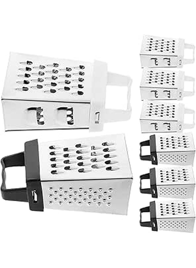 Four Sided Stainless Steel Handheld Cheese Grater Vegetable Slicer Shredder Set 8pcs - Image 1