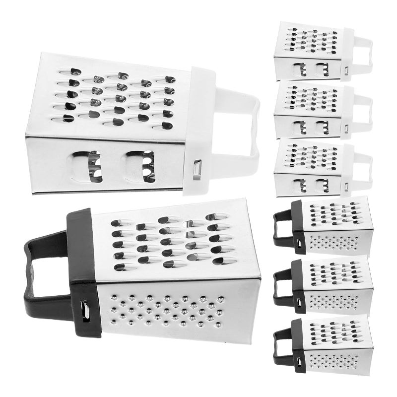 Four Sided Stainless Steel Handheld Cheese Grater Vegetable Slicer Shredder Set 8pcs - Image 2
