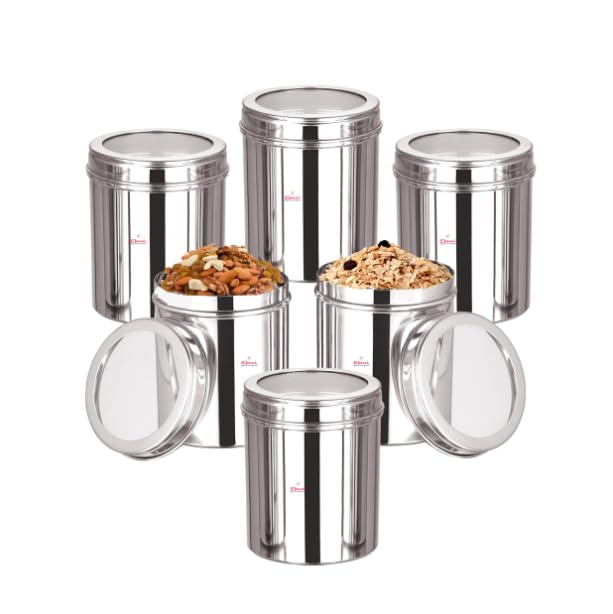 Ebun Heavy Gauge See Through Stainless Steel ContainersStainless Steel Dabba Set For KitchenAir Tight Steel Containers For StorageSteel Containers For Kitchen 1KgSet Of 6 Silver - Image 3