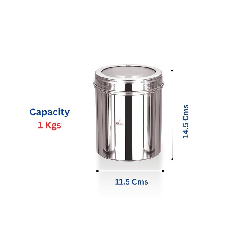 Ebun Heavy Gauge See Through Stainless Steel ContainersStainless Steel Dabba Set For KitchenAir Tight Steel Containers For StorageSteel Containers For Kitchen 1KgSet Of 6 Silver - Image 4