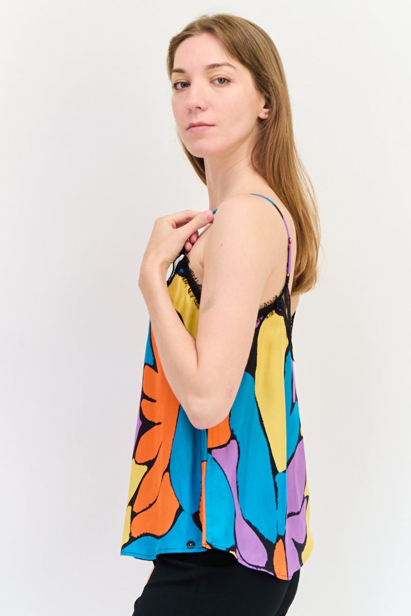 SALSA بلوزة نسائية بدون أكمام بتصميم هندسي على شكل حرف V، متعددة الألوان - Image 2