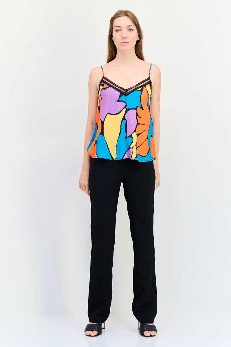 SALSA بلوزة نسائية بدون أكمام بتصميم هندسي على شكل حرف V، متعددة الألوان - Image 4