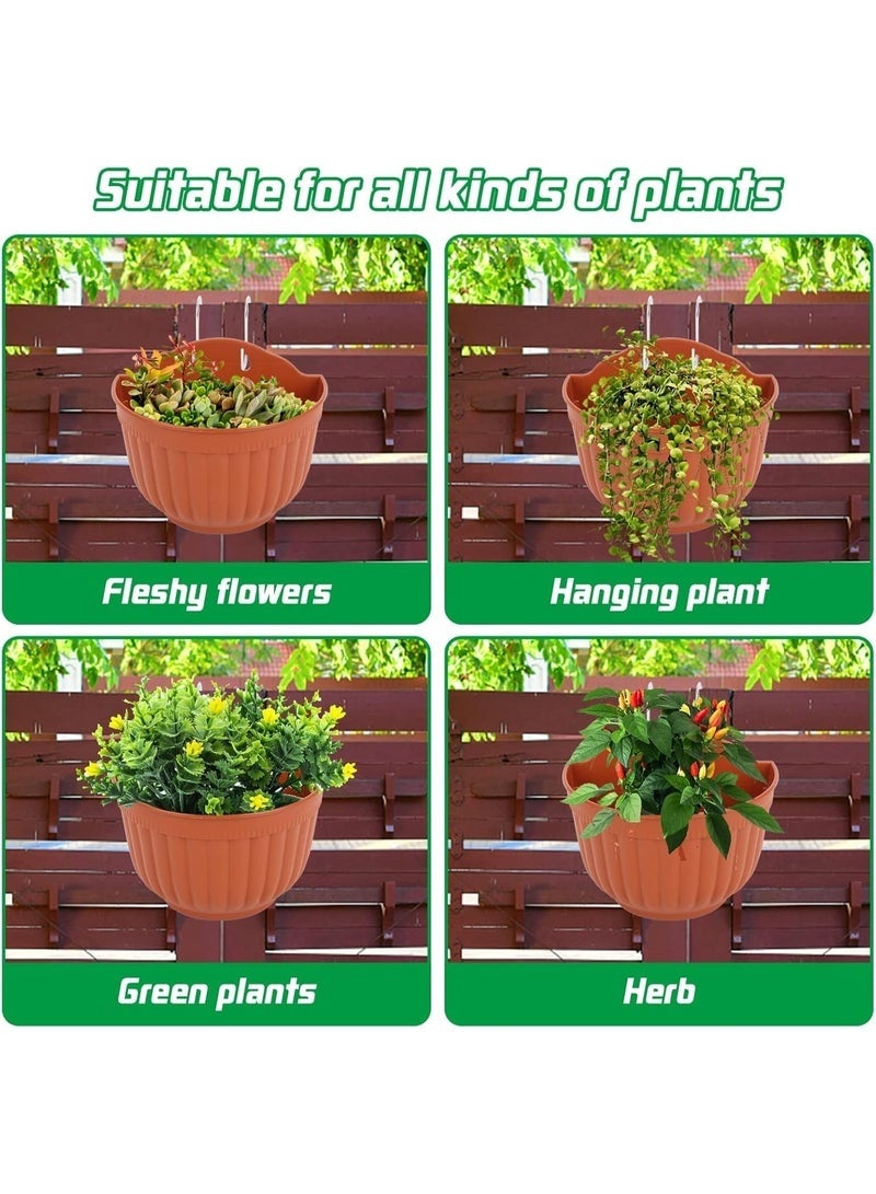 كيلا طقم من قطعتين من أوعية الزرع المعلقة على الحائط، أوعية زهور معلقة على سياج الحديقة، أوعية بلاستيكية للنباتات مع 4 خطافات، مناسبة لشرفة الربيع، أو الفناء، للاستخدام الداخلي والخارجي - Image 5