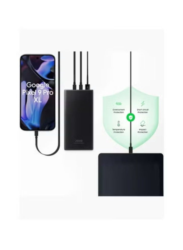20000 mAh Power Bank, 2 USB C, 1 USB A,Up to 25W Battery Pack Black  - Image 4