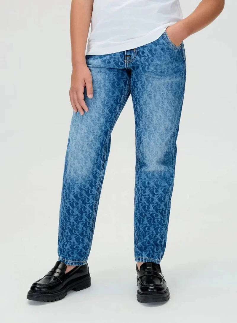 Barrel Leg Logo Jeans