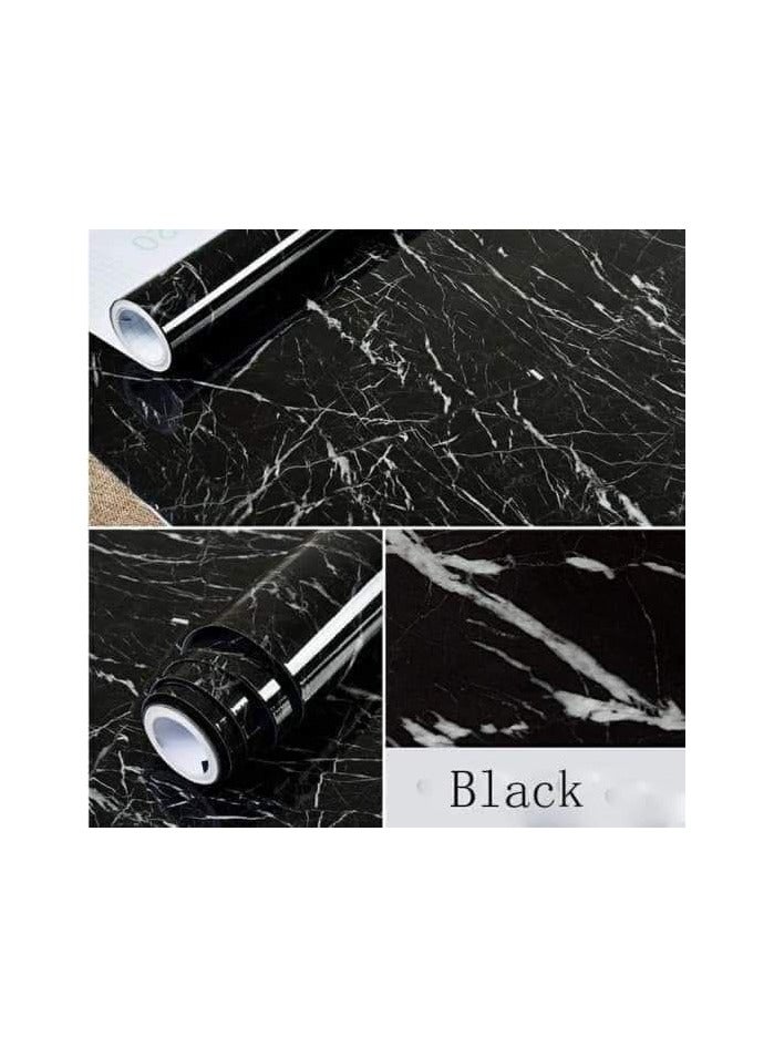 Marbella 2 Marble Rolls in Two Basic Colors, White and Black, For Home And Office Furniture, Self-Adhesive And Waterproof, Large Size 40 cm *5 Meters,1 White roll + 1 Black roll  - Image 4