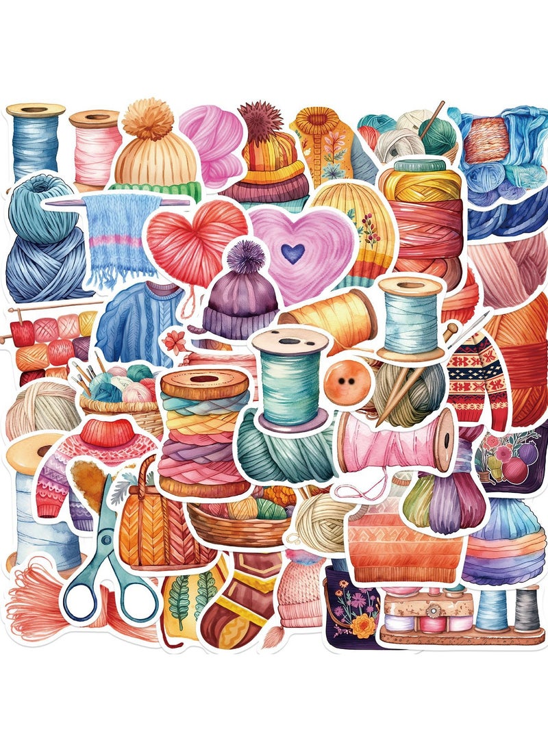 ORAINBOW Knitting Stickers Funny Sewing Stickers Pack 50pcs Suitable for Laptop Travel Case Notebook Phone Car Scrapbook Water Bottle Bike Computer Decals Kids Teen Adults Gift Stickers - Image 1