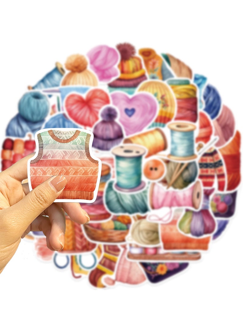 ORAINBOW Knitting Stickers Funny Sewing Stickers Pack 50pcs Suitable for Laptop Travel Case Notebook Phone Car Scrapbook Water Bottle Bike Computer Decals Kids Teen Adults Gift Stickers - Image 2