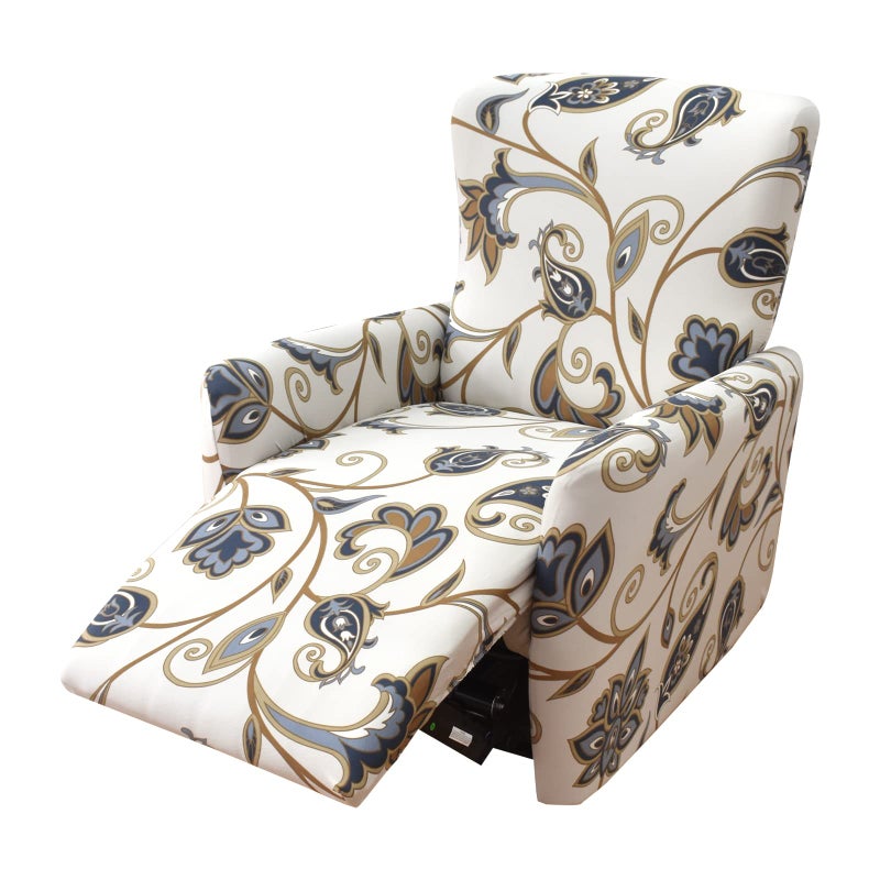 KRFOONN Recliner Slipcovers Stretch Printed Sofa Cover 4Piece Lazy Boy Chair Covers Fallon Collection Slipcover Furniture Protector Leather Recliner Chair Cover for Rocking Recliner A11