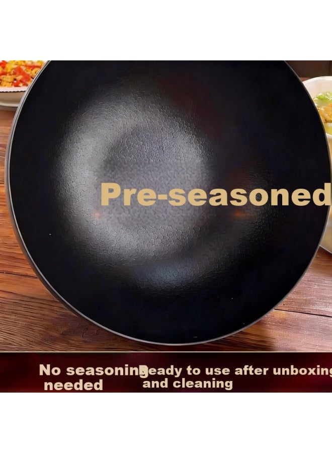 Ssn Large Belly Wok Non-coated Iron Stir-fry Pan 24cm Small Frying Pan For 1-2 People Induction Cooker Compatible - Image 2
