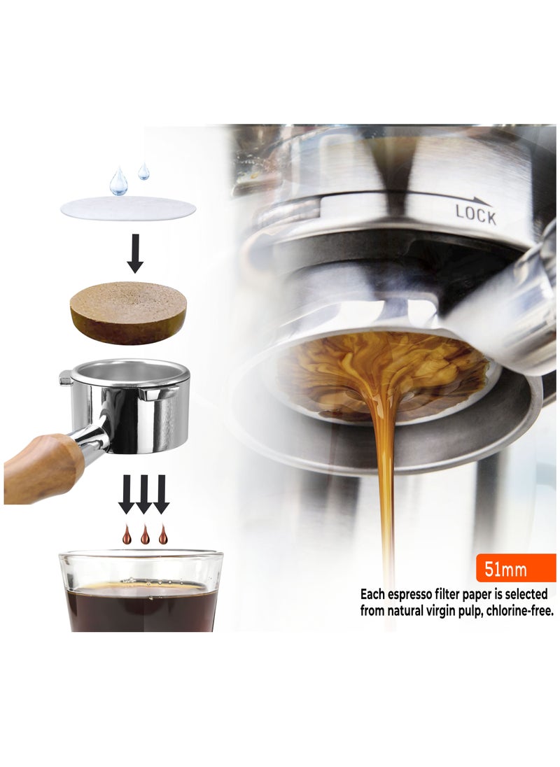 MIBRU - Coffee Espresso Machine 100pcs Paper Filter 51mm Filter Puck Screen Portafilter Paper Compatible with DeLonghi Dedica and similar 51 mm Secondary Water Separation Filter Special Filter Paper - Image 1
