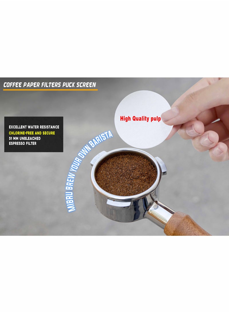 MIBRU - Coffee Espresso Machine 100pcs Paper Filter 51mm Filter Puck Screen Portafilter Paper Compatible with DeLonghi Dedica and similar 51 mm Secondary Water Separation Filter Special Filter Paper - Image 1