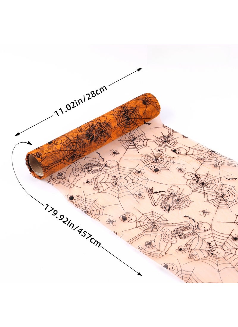 Generic Halloween Bat Spiderweb Table Mat Decor JJ2-22 orange skull 