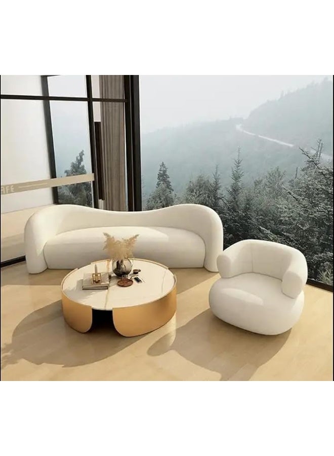 Poppins Home Nordic Elegance Polyester Cashmere Velvet Sofa and Modern 1 Piece Living Room Furniture Set with Wood Accents - Image 5