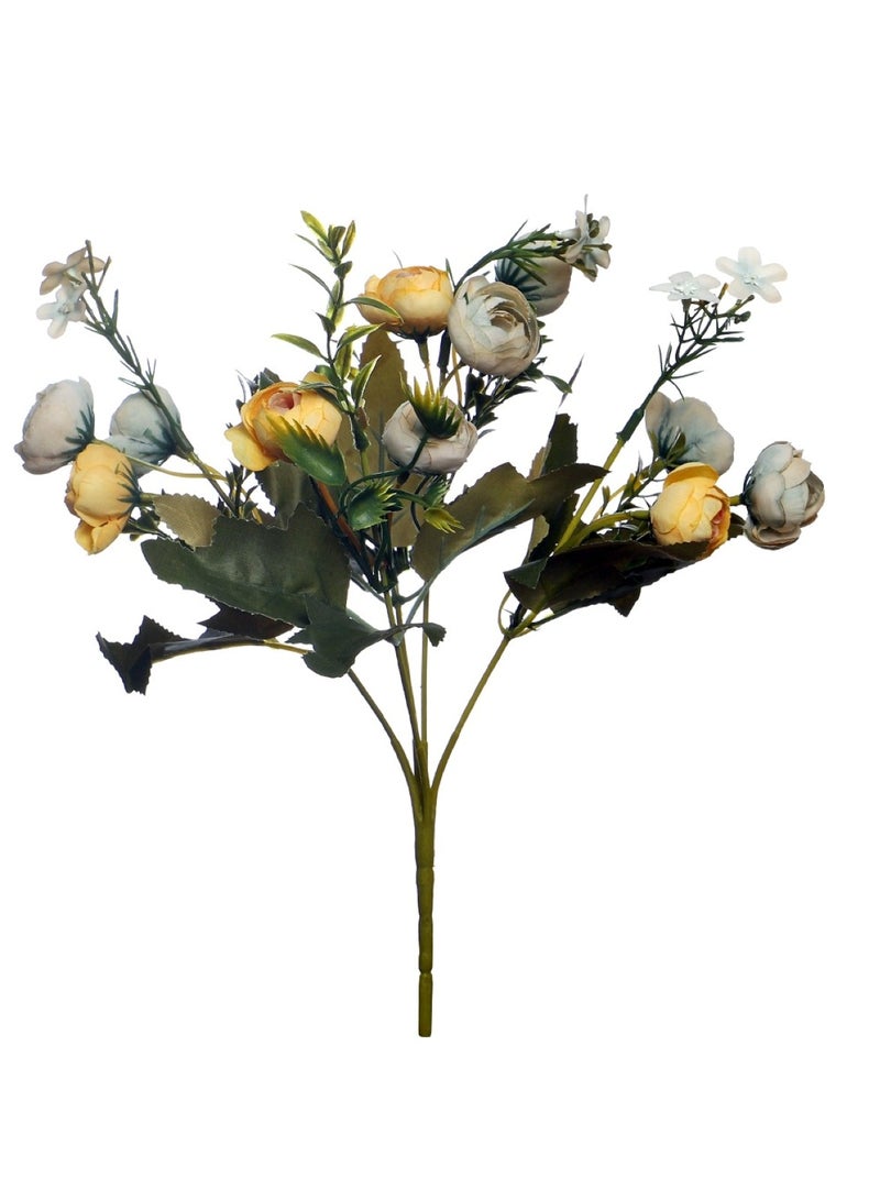 Huitich Petite Bloom: Mini Artificial Peony Flowers Bouquet White Orange 