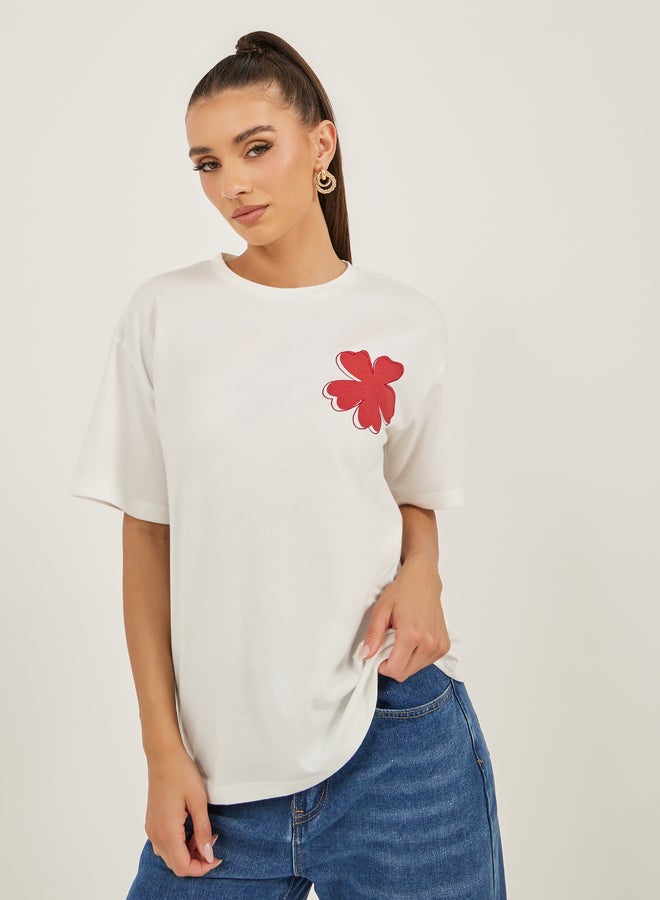 Styli Floral Embroidered Oversized Longline T-Shirt - Image 3