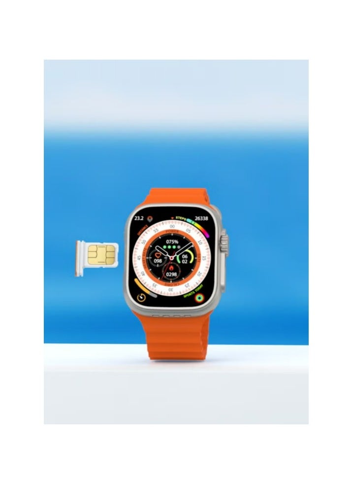 modio - 4G Ultra Max Plus Smart Watch With 2.2 Inch HD Screen Sim Card Slot and 3 Pair Straps (Silver) - Image 1