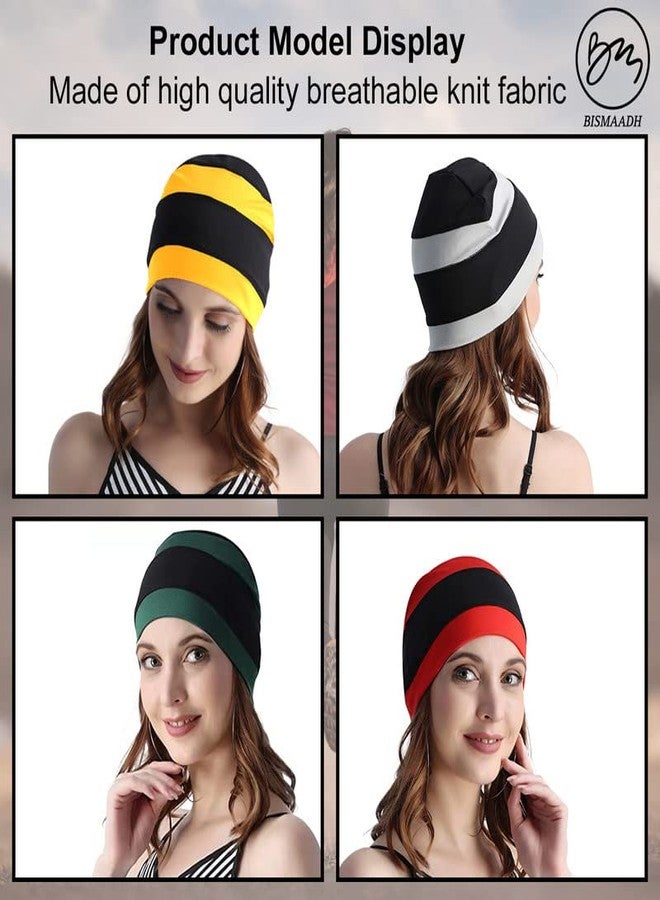 BISMAADH Dual Color Skull Caps Helmet Liner Sweat Wicking Cap Running Hats Cycling Skull Caps for Men Women Green Black - Image 3