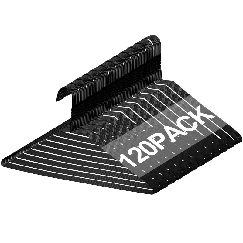 Yuntau 120 Pcs Wire Hangers Bulk 17.7" Dry Cleaner Hangers, Suit Holders for Home Caped Clothing (Black) - Image 1