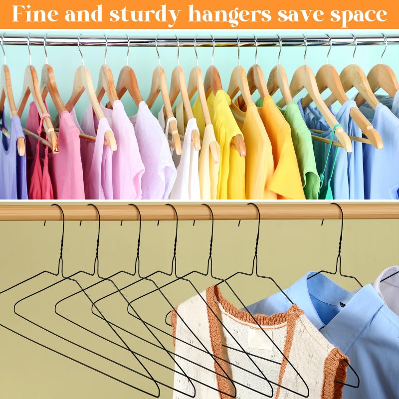 Yuntau 120 Pcs Wire Hangers Bulk 17.7" Dry Cleaner Hangers, Suit Holders for Home Caped Clothing (Black) - Image 5