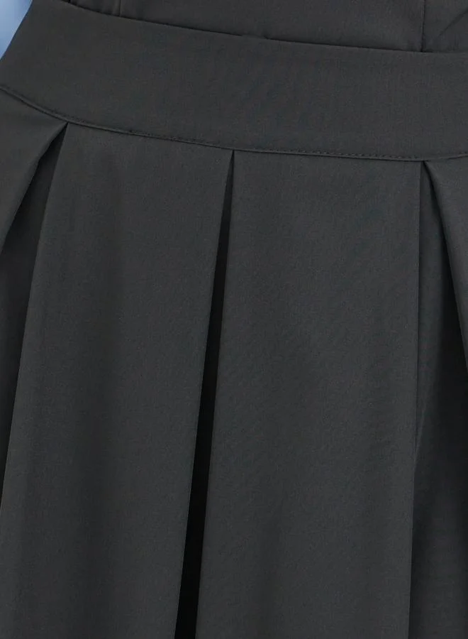 Take Two Take Two Solid High Rise Pleated Midi Skirt
