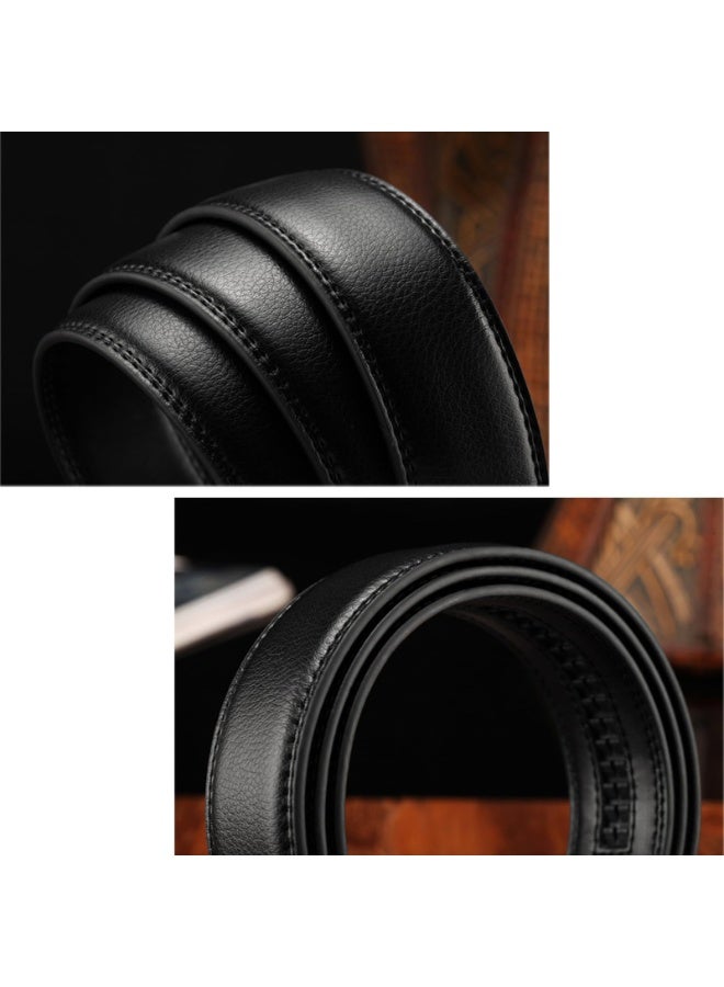 Men's Genuine Leather Belt Straps, 2-Pack, 120cm x 3.5cm, Black & Brown, No Buckle, Auto-Lock - Image 5