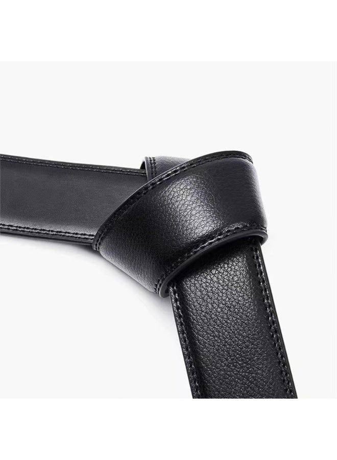 Men's Genuine Leather Belt Straps, 2-Pack, 120cm x 3.5cm, Black & Brown, No Buckle, Auto-Lock - Image 3