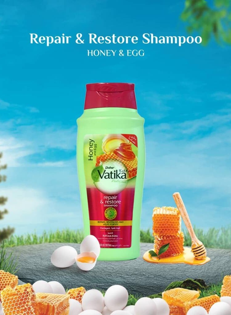 VATIKA Vatika Naturals Repair & Restore Shampoo Honey & Egg 600 Ml - Image 2