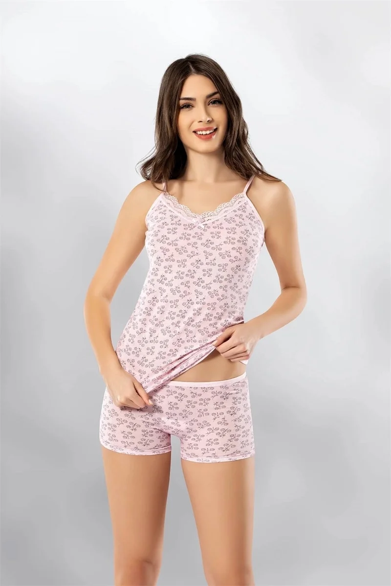 KOTA 6302 Lace Rope Suspender Women's Printed Shorts Set