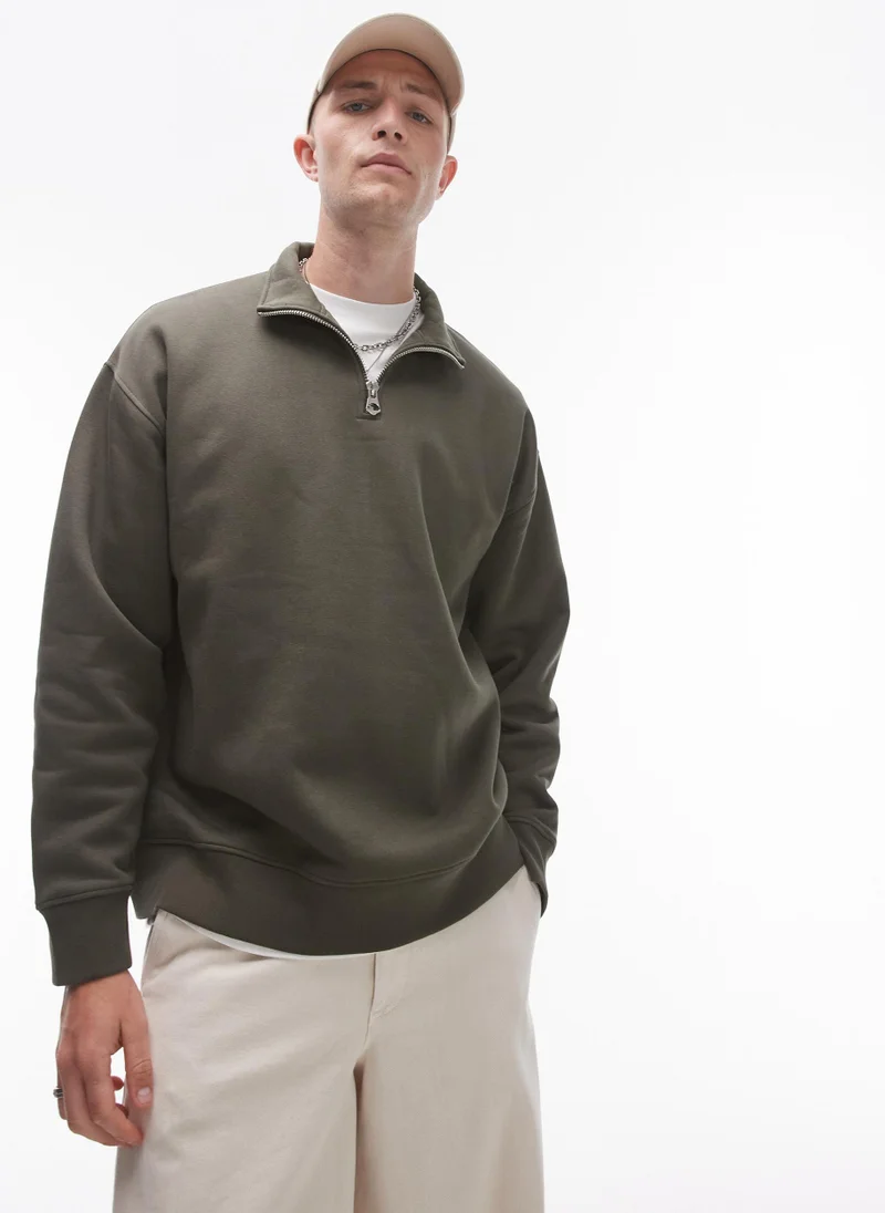 توب مان Oversized 1/4 Zip Sweatshirt