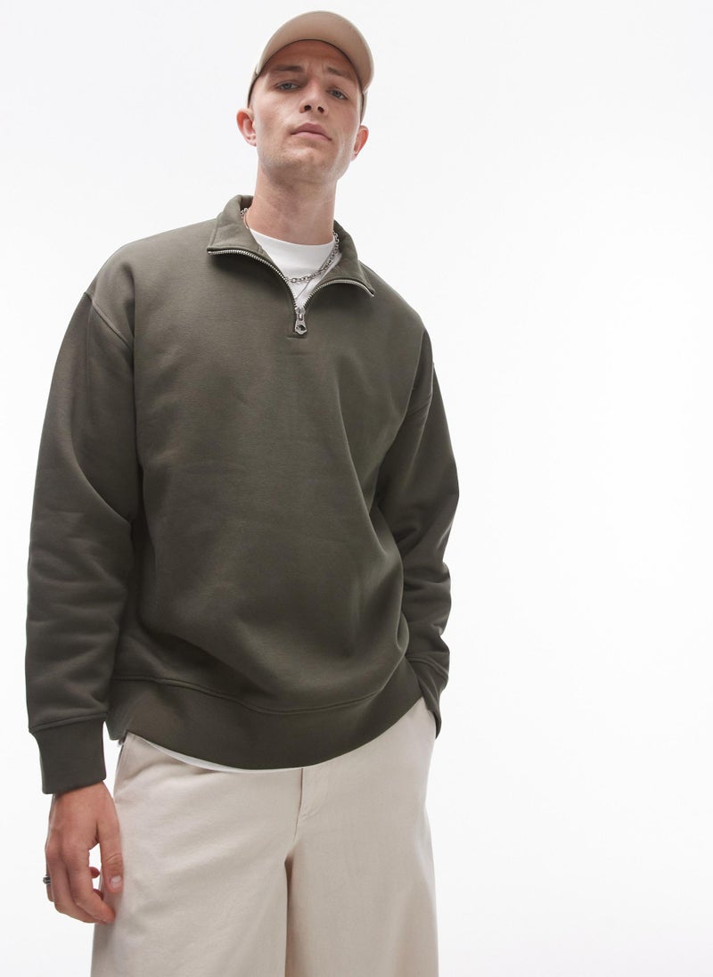 TOPMAN Oversized 1/4 Zip Sweatshirt  - Image 1