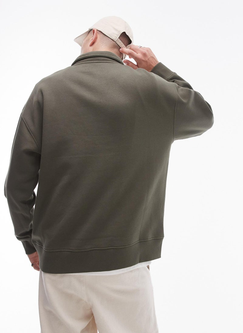 TOPMAN Oversized 1/4 Zip Sweatshirt  - Image 2