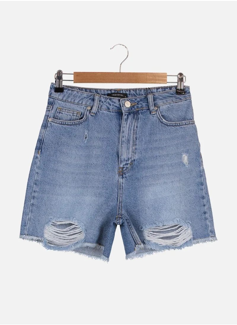 trendyol Ripped Denim Mini Shorts
