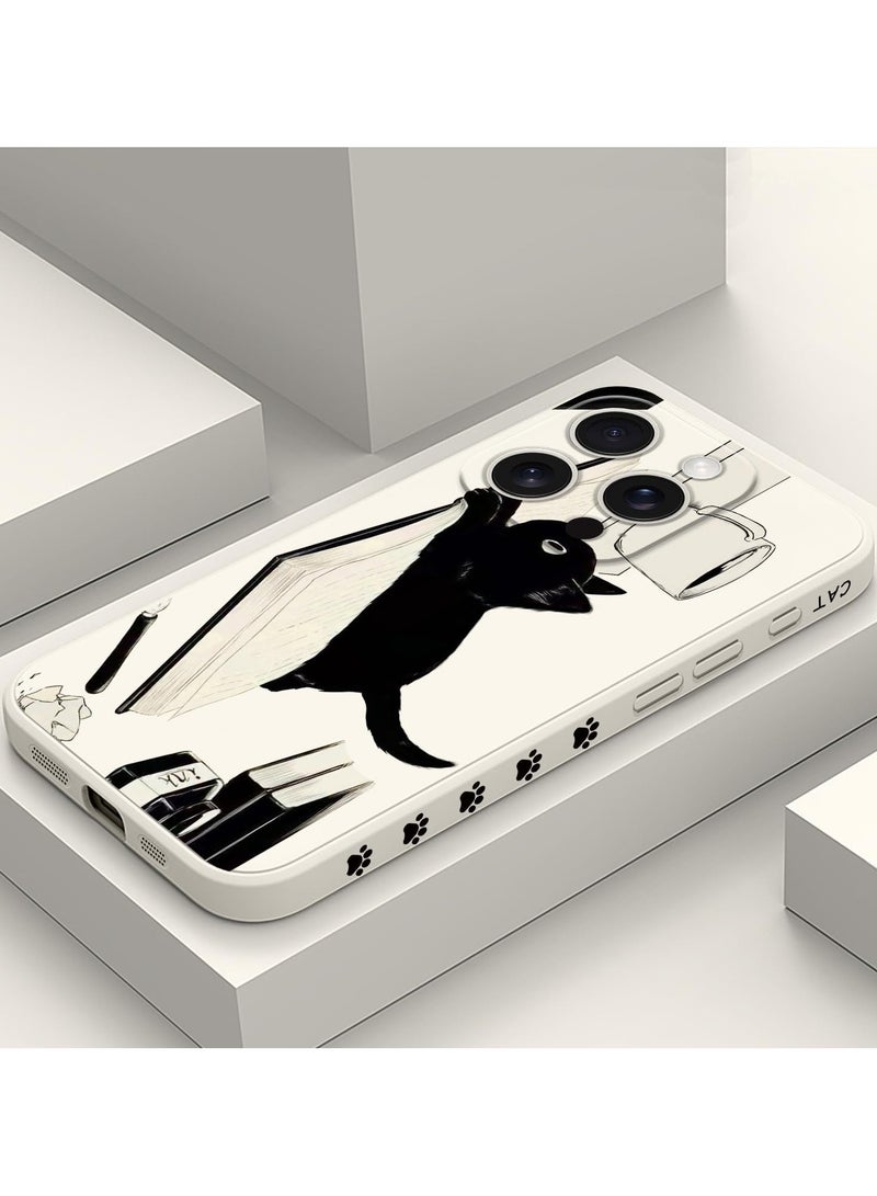 for iPhone 16 Pro Case Anti Scratch Microfiber Lining Phone Cover Silicone Ultra Slim Case for iPhone 16 Pro 6.3 inch-Cat White - Image 2