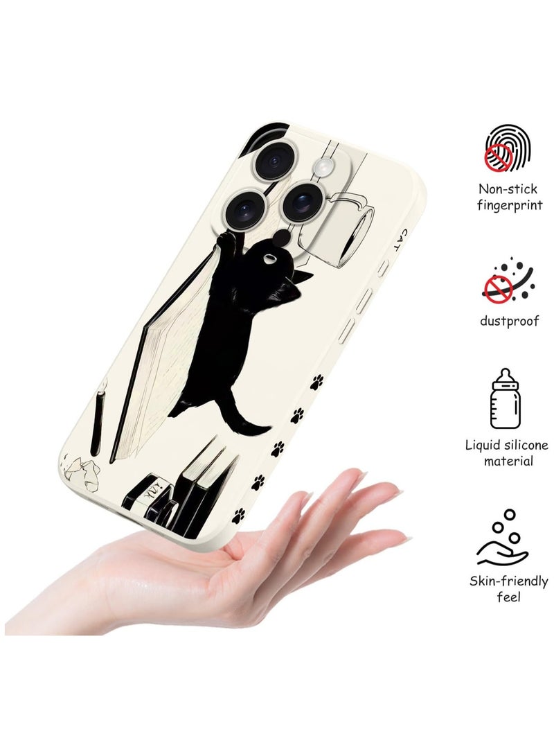for iPhone 16 Pro Case Anti Scratch Microfiber Lining Phone Cover Silicone Ultra Slim Case for iPhone 16 Pro 6.3 inch-Cat White - Image 5
