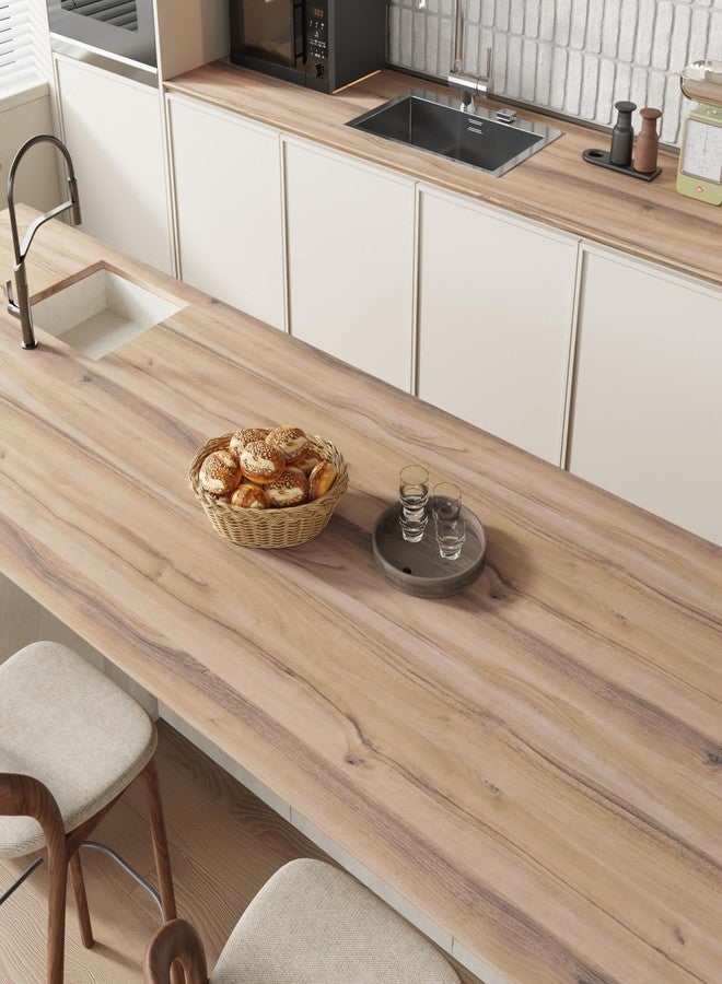 CRE8TIVE Light Brown Wood Grain Contact Paper for Countertops 12"x354" Peel and Stick Wallpaper Removable Faux Wood Wall Paper for Kitchen Bathroom Desks Shelves - Image 2