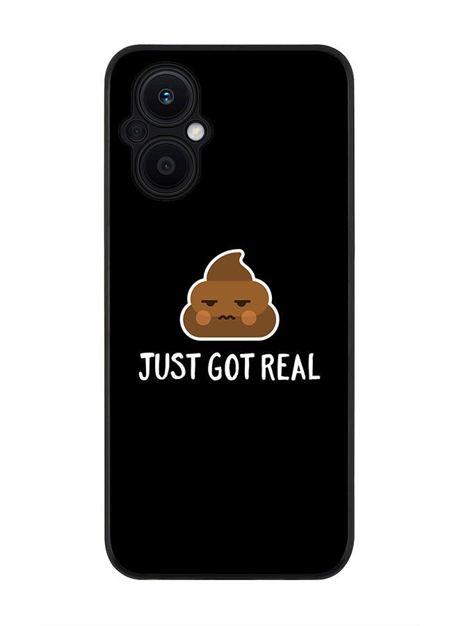 Stylizedd Rugged Black edge case for Oppo Reno7 Z  Slim fit Soft Case Flexible Rubber Edges Anti Drop TPU Gel Thin Cover - Shit just got real - Image 1