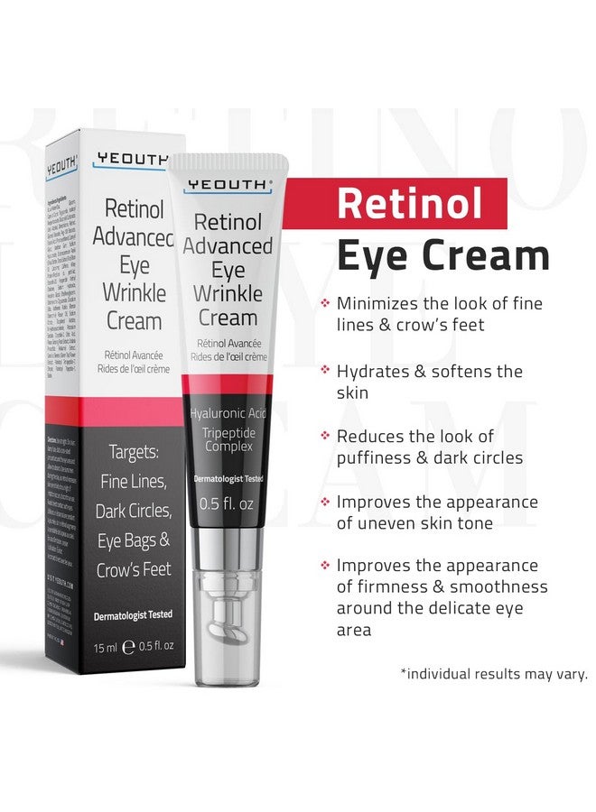 YEOUTH Retinol Eye Cream Anti Aging, Firming Under Eye Cream for Puffiness and Bags Under Eyes for Wrinkles and Dark Circles with Hyaluronic Acid and Tripeptides 15ml - Image 2