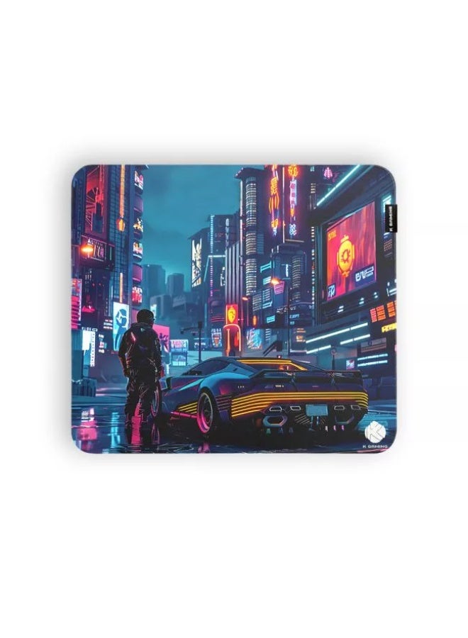 لوحة ماوس ألعاب كبيرة من K Gaming Glide، تصميم مدينة سايبر، سطح ناعم وسريع، قاعدة مطاطية مضادة للانزلاق، حواف مخيطة للكمبيوتر واللابتوب