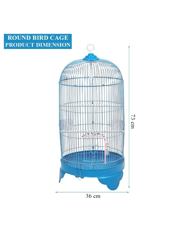 أن ان سي بيتس قفص طيور متين بطول 73 سم مع سقف على شكل قبة دائرية، تصميم محمول مع أرجوحة، وأوعية طعام، ومجثمات بلاستيكية، وسهل التجميع، وقاعدة قابلة للإزالة للتنظيف، مثالي للببغاوات (أزرق) - Image 3