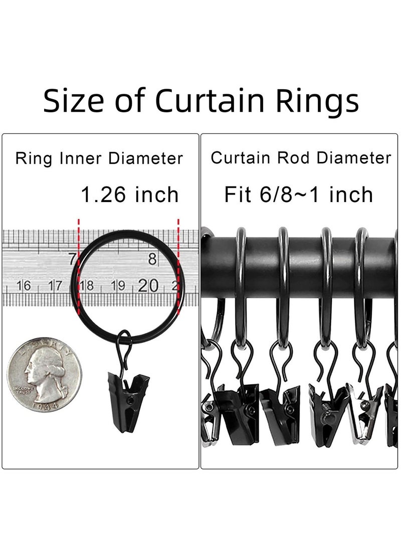 Mmmon 20 Pack Metal Curtain Rings with Clips, Curtain Hooks Hangers Clip Rings for Hanging Drapes Bows Hat, Curtain Rings 1.26 in Interior Diameter, Fits up to 1 in Diameter Curtain Rod - Image 3