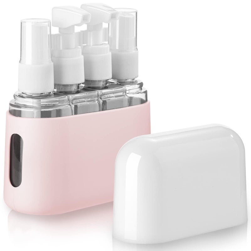 4 Travel-Sized Bottles – Pink, TSA Approved, Silicone, for Shampoo, Lotion, 100ml