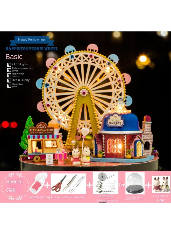 Bluejw Wise House Diy Hut Handmade Three-dimensional Small House Rotating Music Model Toy Creative Female Birthday Gift - Image 1