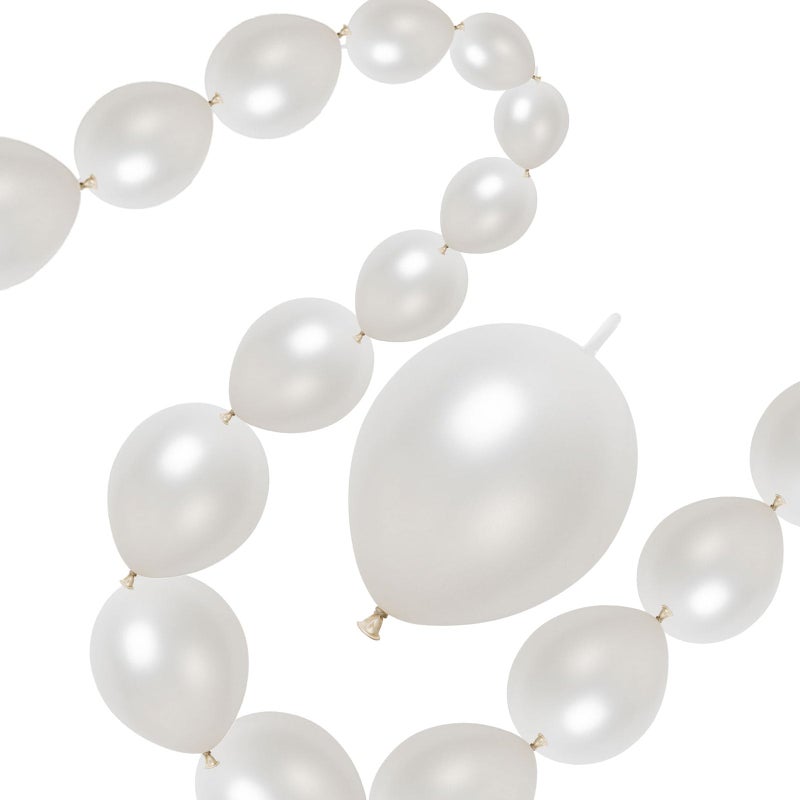 JINUPHION 100 Pcs Quick Link Balloons 10 inch, Latex Linking Balloons for Balloon Wall/Arches/Chains, Birthday Party Wedding Anniversary Graduation Arch Party Decor (White Metallic) - Image 1
