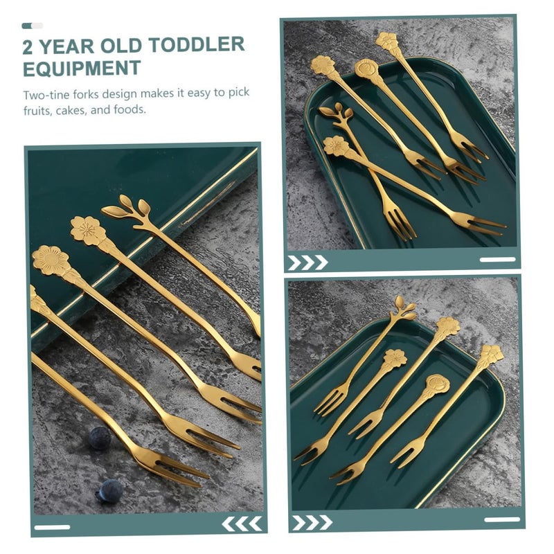 Stainless Steel Fruit Tasting Forks 10pcs Gold Finish for Dessert Cake Party Snacks - Image 4